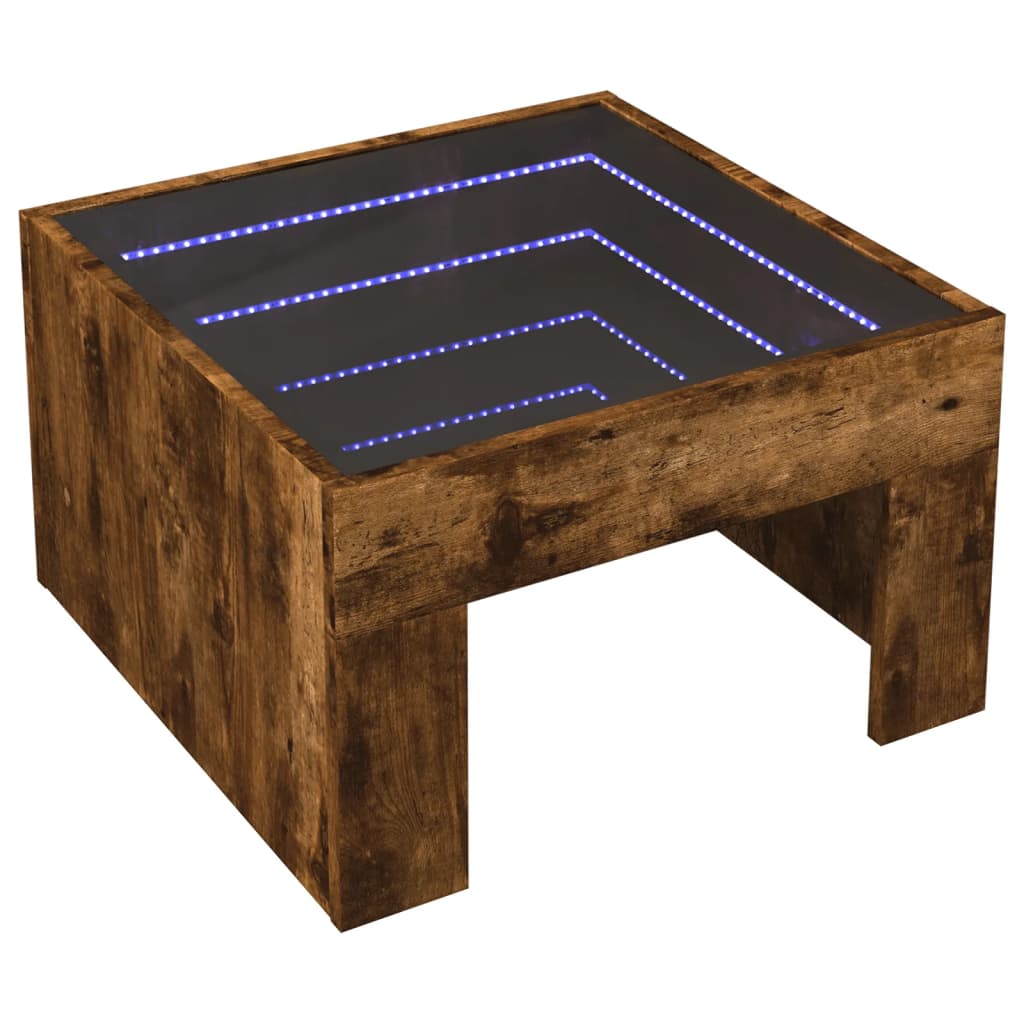 Table basse avec Infinity LED chêne fumé 50x50x30 cm
