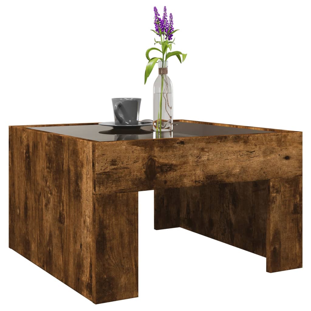 Table basse avec Infinity LED chêne fumé 50x50x30 cm