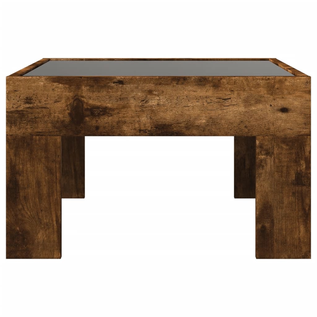 Table basse avec Infinity LED chêne fumé 50x50x30 cm