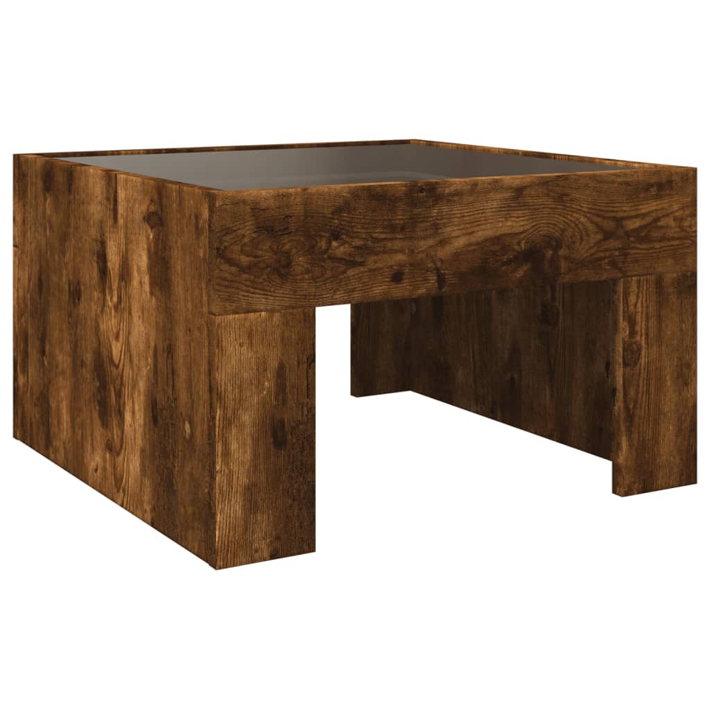 Table basse avec Infinity LED chêne fumé 50x50x30 cm