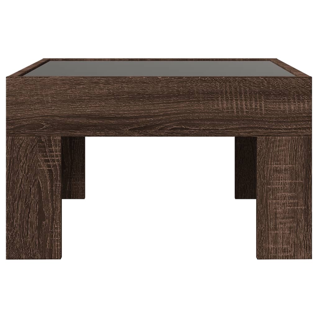 Table basse avec Infinity LED aspect chêne marron 50x50x30 cm