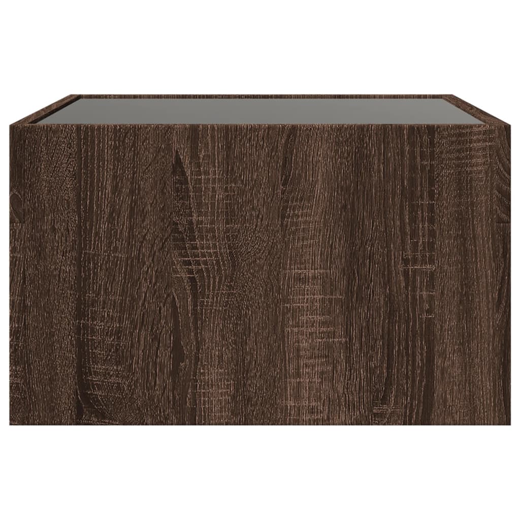 Table basse avec Infinity LED aspect chêne marron 50x50x30 cm