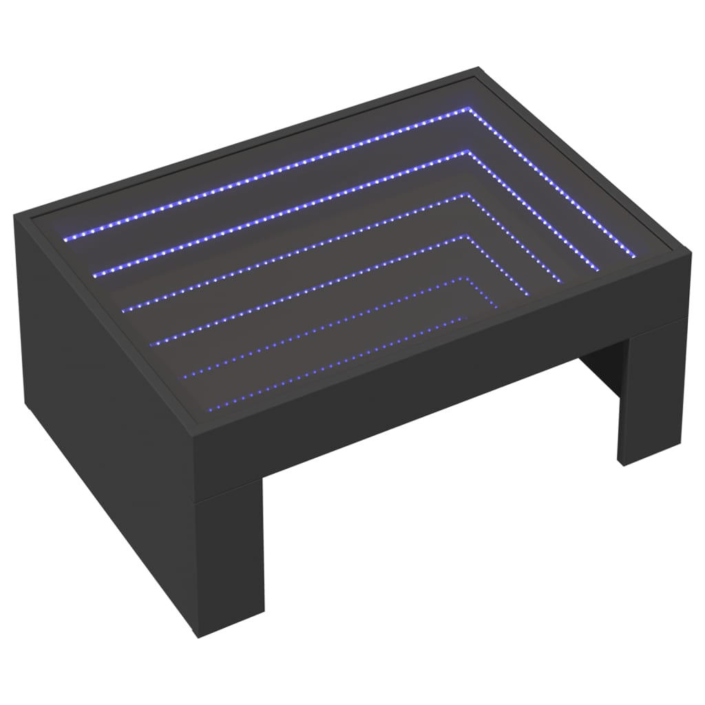 Table basse avec Infinity LED noir 70x50x30 cm