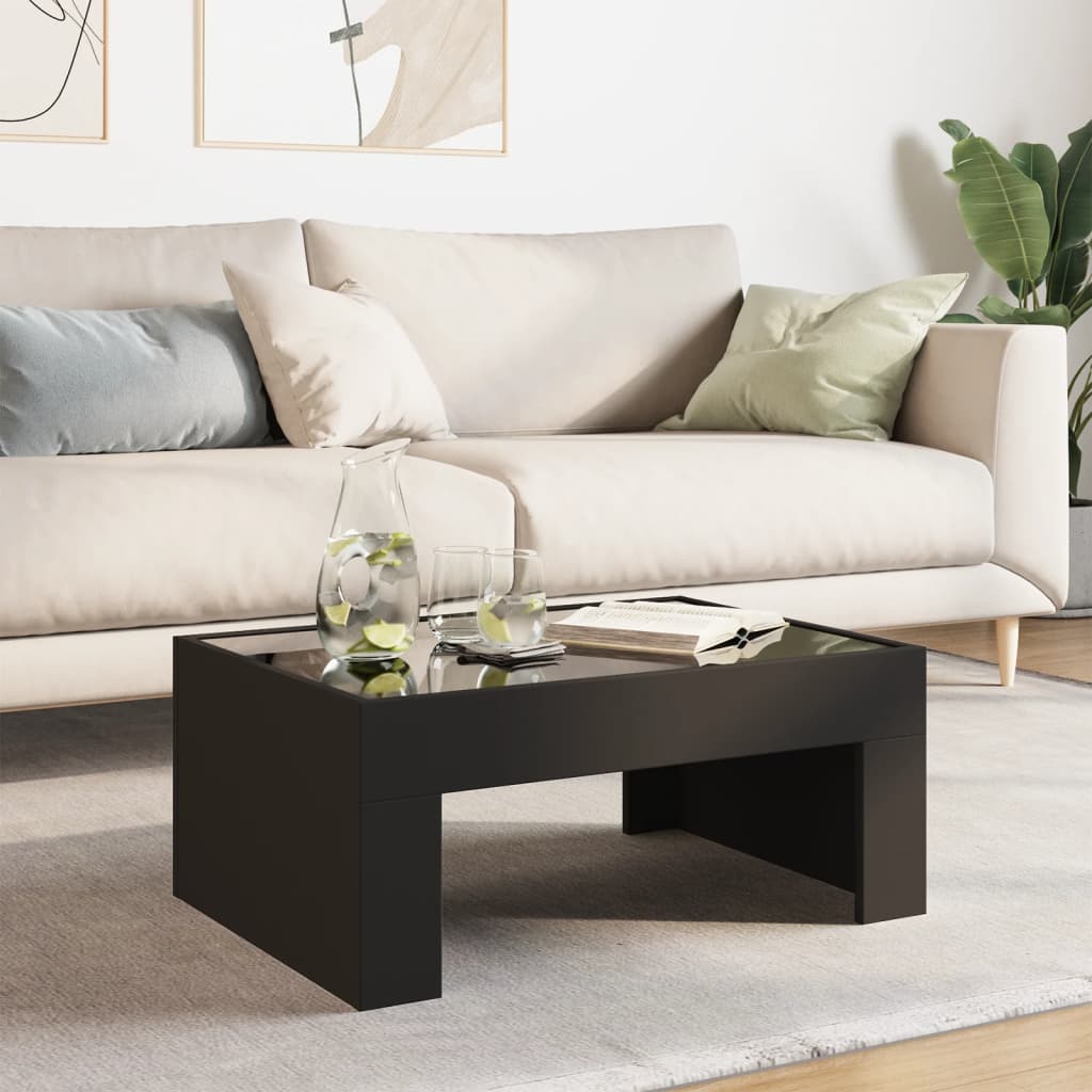 Table basse avec Infinity LED noir 70x50x30 cm
