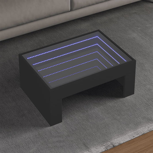 Table basse avec Infinity LED noir 70x50x30 cm