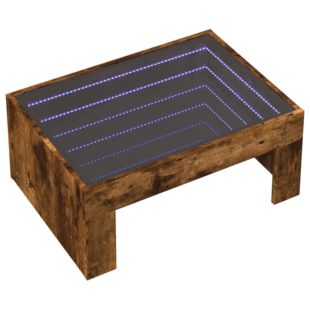 Coffee table with Infinity LED smoked oak 70x50x30 cm