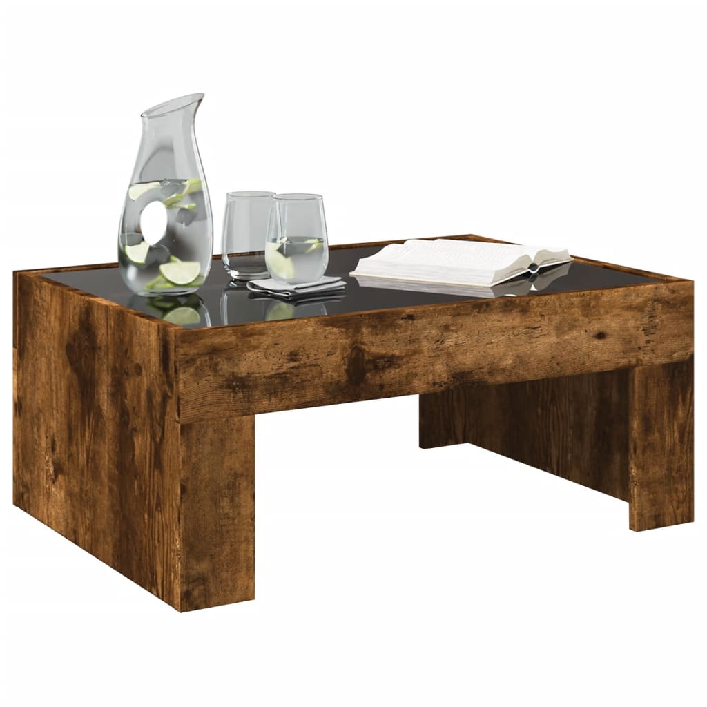 Coffee table with Infinity LED smoked oak 70x50x30 cm