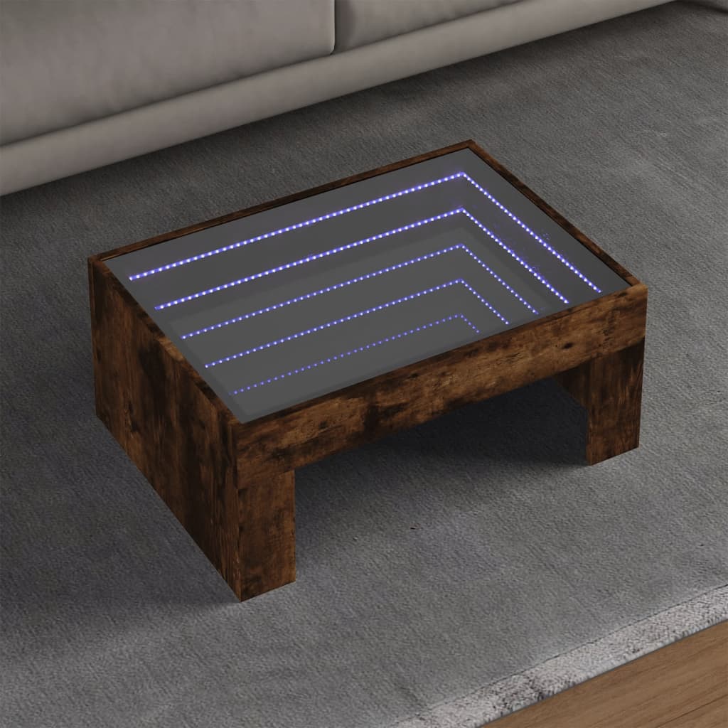 Coffee table with Infinity LED smoked oak 70x50x30 cm