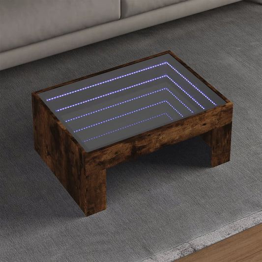Coffee table with Infinity LED smoked oak 70x50x30 cm