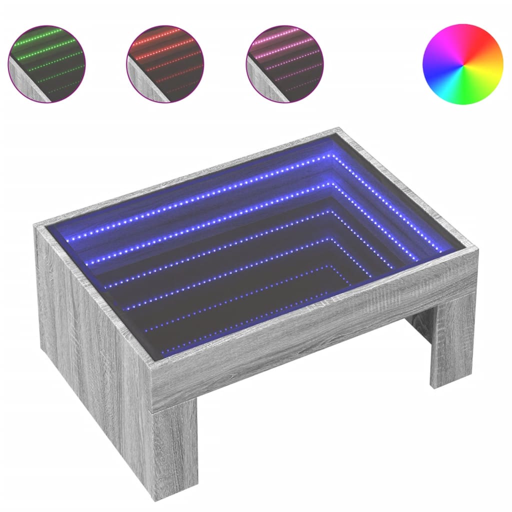Table basse avec Infinity LED Gris Sonoma 70x50x30 cm