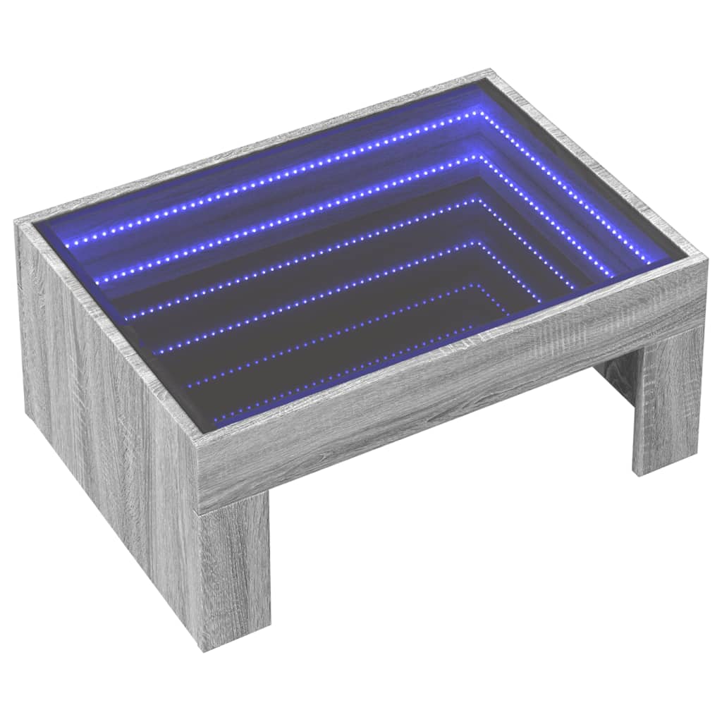 Table basse avec Infinity LED Gris Sonoma 70x50x30 cm
