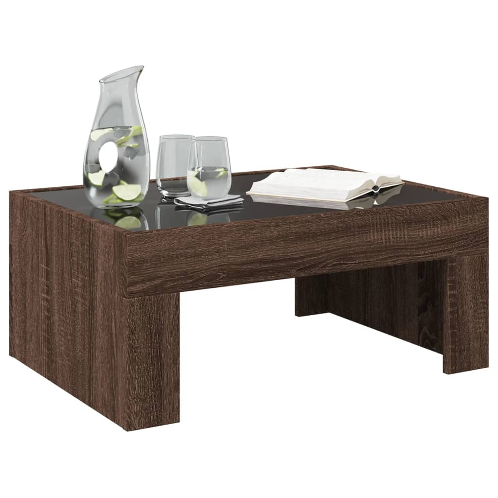 Table basse avec Infinity LED aspect chêne marron 70x50x30 cm