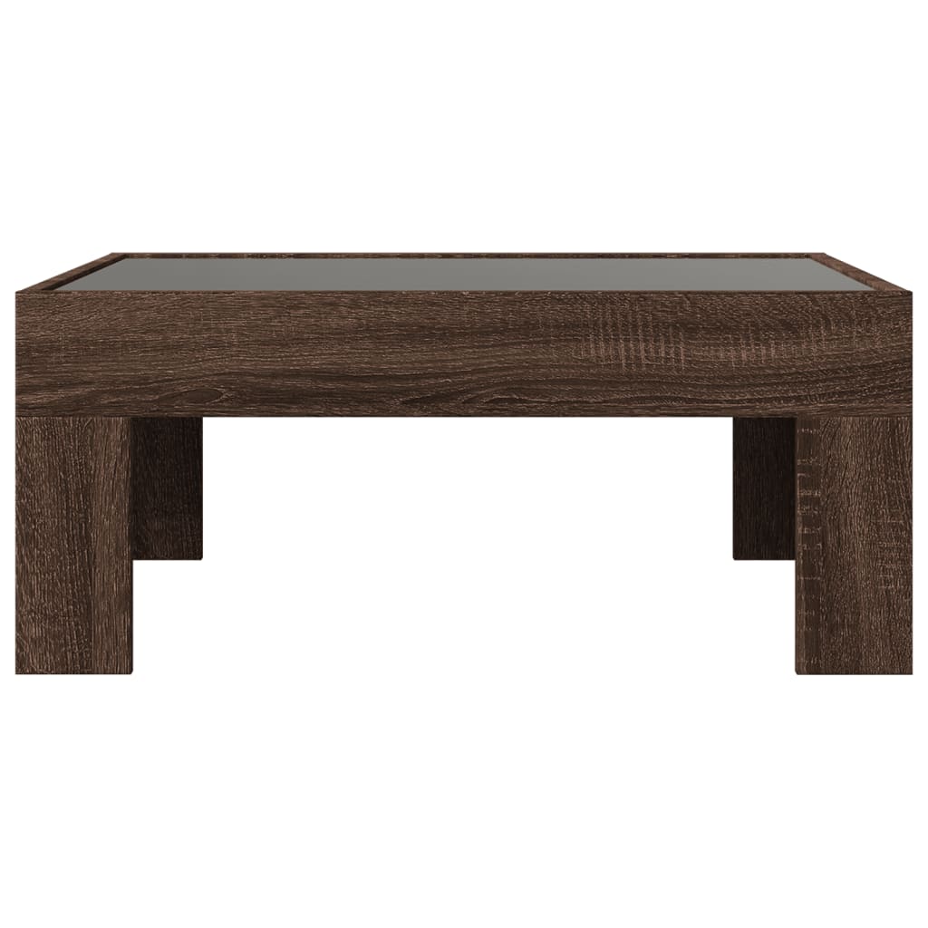 Table basse avec Infinity LED aspect chêne marron 70x50x30 cm