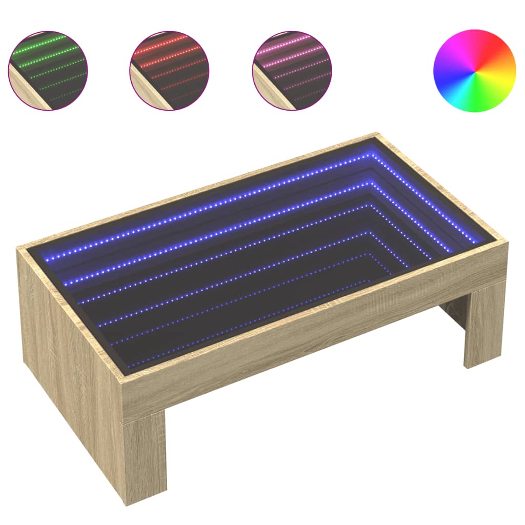 Table basse avec Infinity LED chêne Sonoma 90x50x30 cm