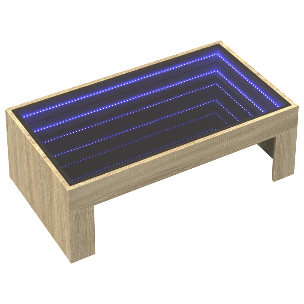 Table basse avec Infinity LED chêne Sonoma 90x50x30 cm