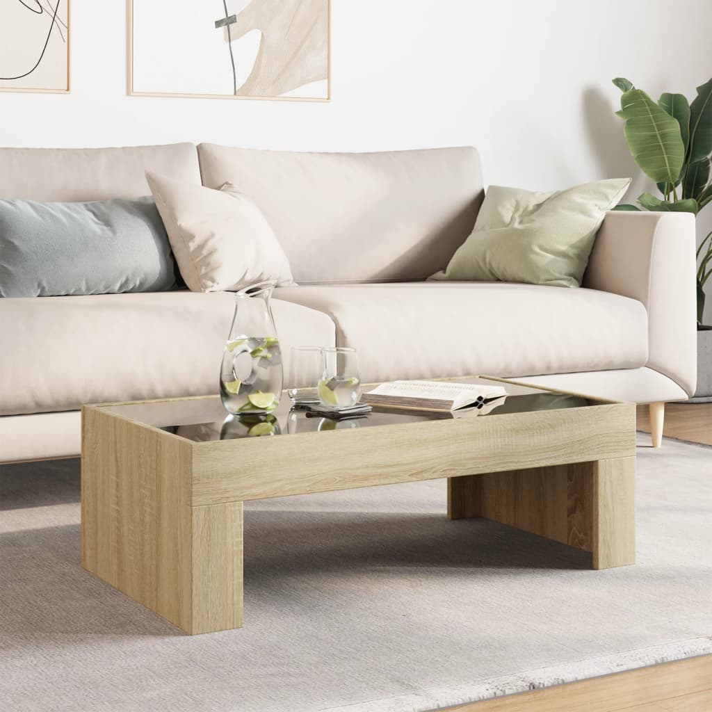Table basse avec Infinity LED chêne Sonoma 90x50x30 cm
