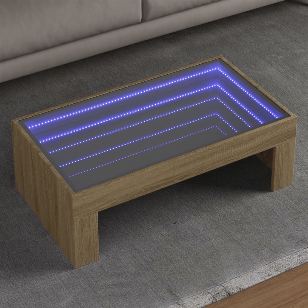 Table basse avec Infinity LED chêne Sonoma 90x50x30 cm