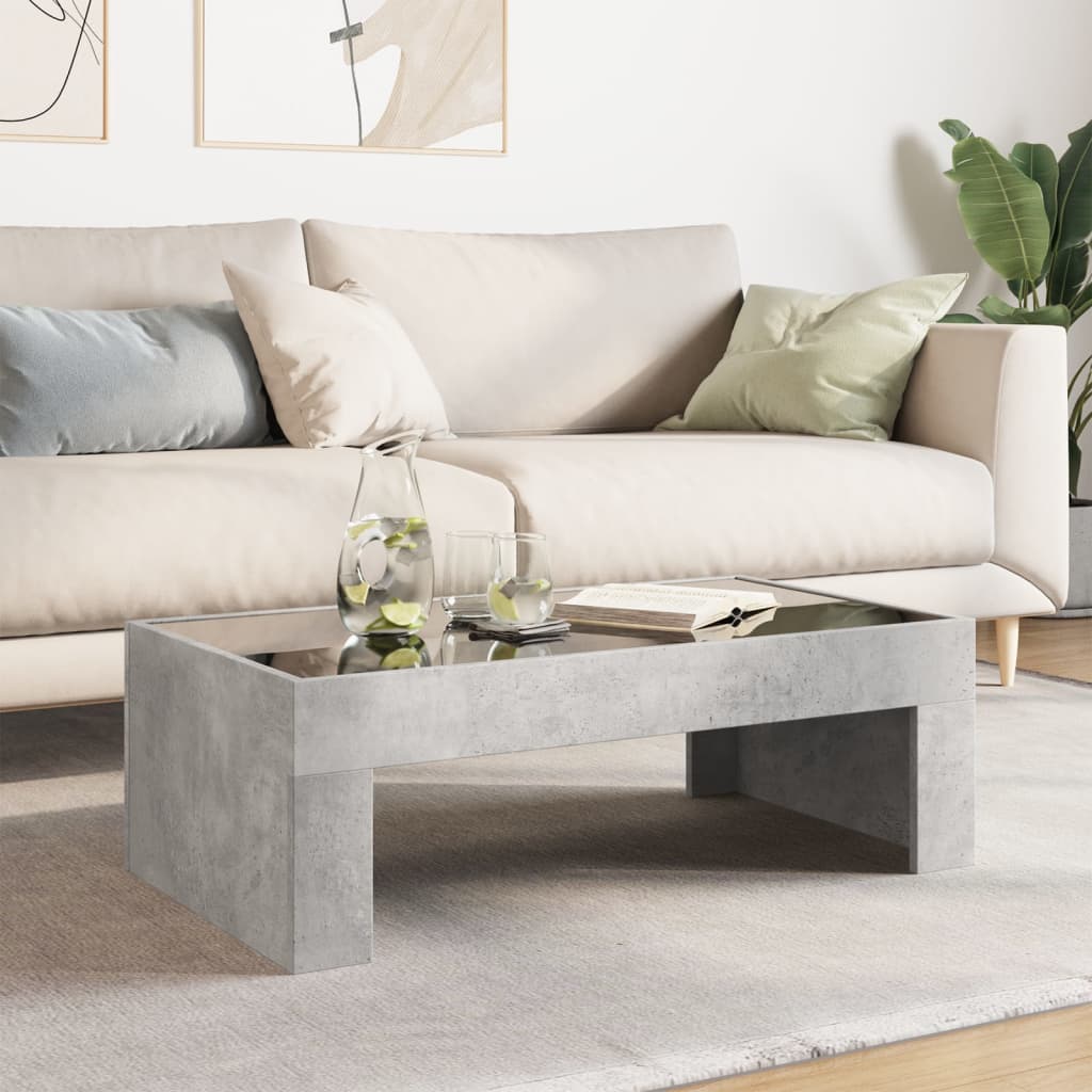 Coffee table with Infinity LED concrete grey 90x50x30 cm