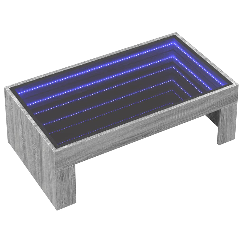 Table basse avec Infinity LED Gris Sonoma 90x50x30 cm