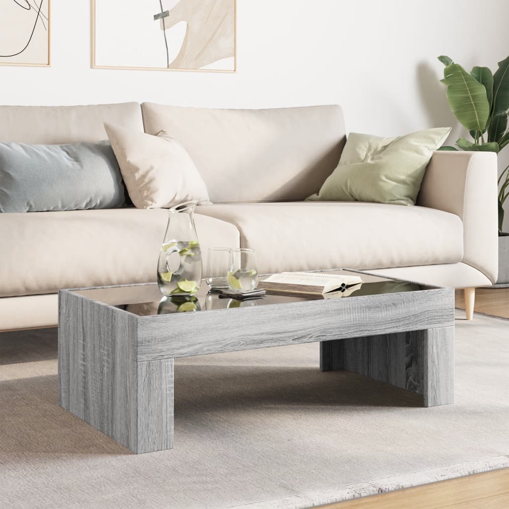 Table basse avec Infinity LED Gris Sonoma 90x50x30 cm