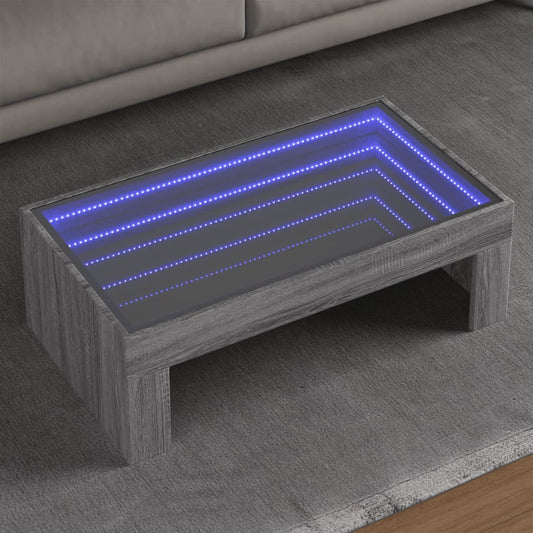 Table basse avec Infinity LED Gris Sonoma 90x50x30 cm