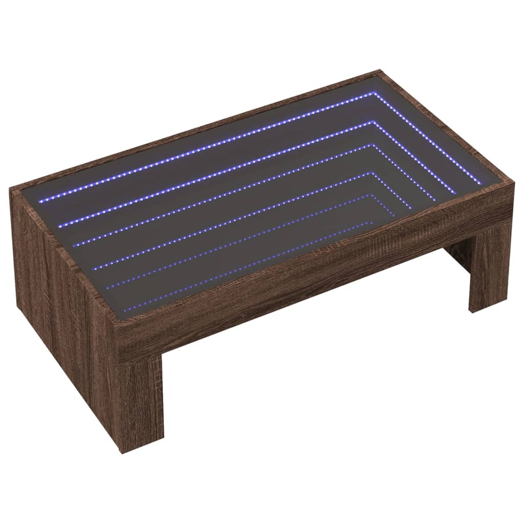 Coffee table with Infinity LED brown oak look 90x50x30 cm