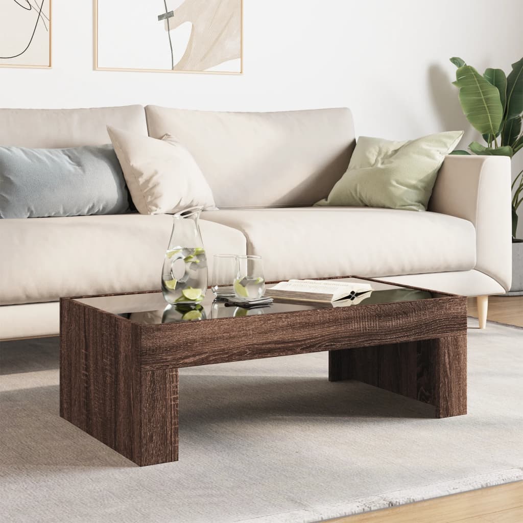Coffee table with Infinity LED brown oak look 90x50x30 cm