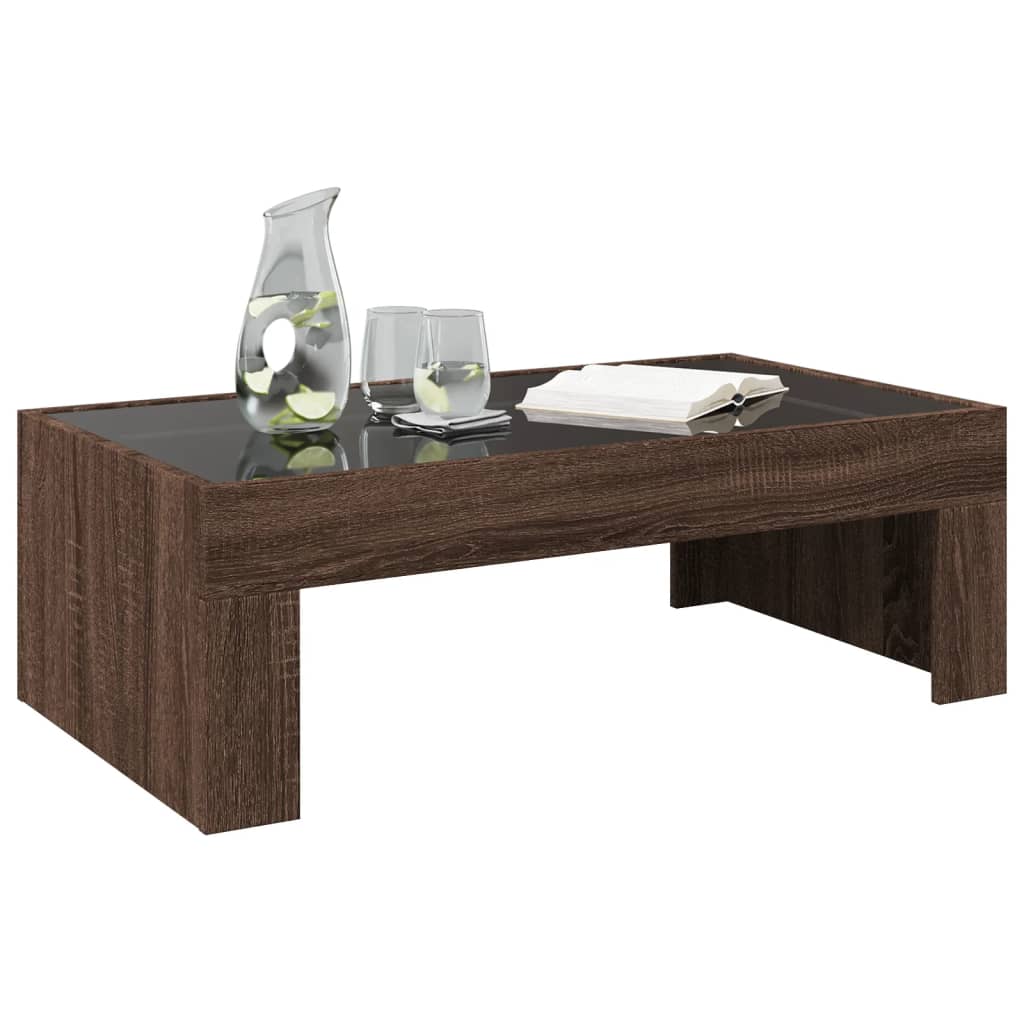 Coffee table with Infinity LED brown oak look 90x50x30 cm
