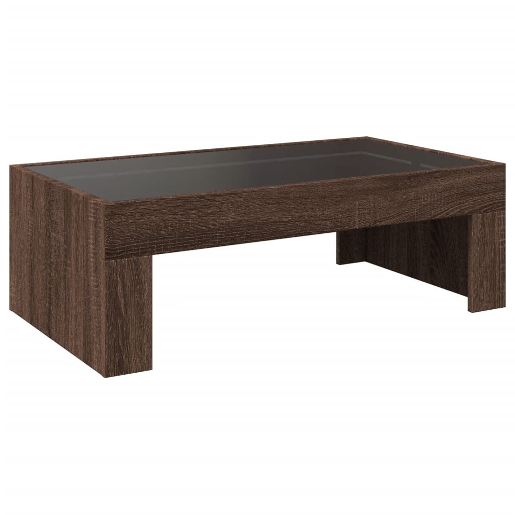 Coffee table with Infinity LED brown oak look 90x50x30 cm
