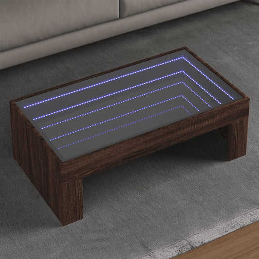 Coffee table with Infinity LED brown oak look 90x50x30 cm