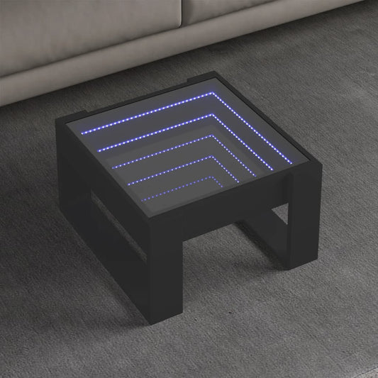 Table basse avec Infinity LED noir 50x53x30 cm
