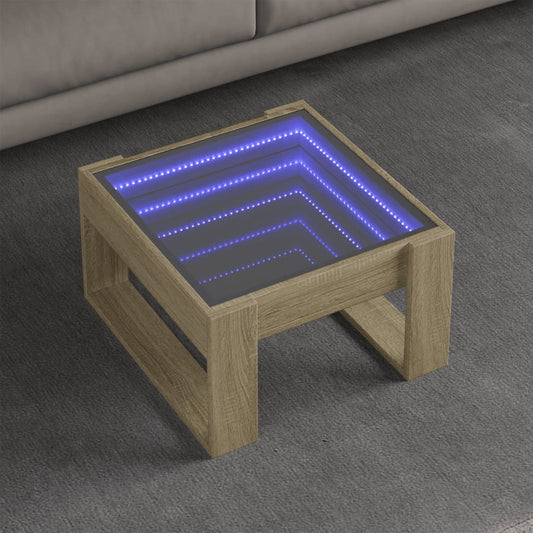 Coffee table with Infinity LED Sonoma oak 50x53x30 cm