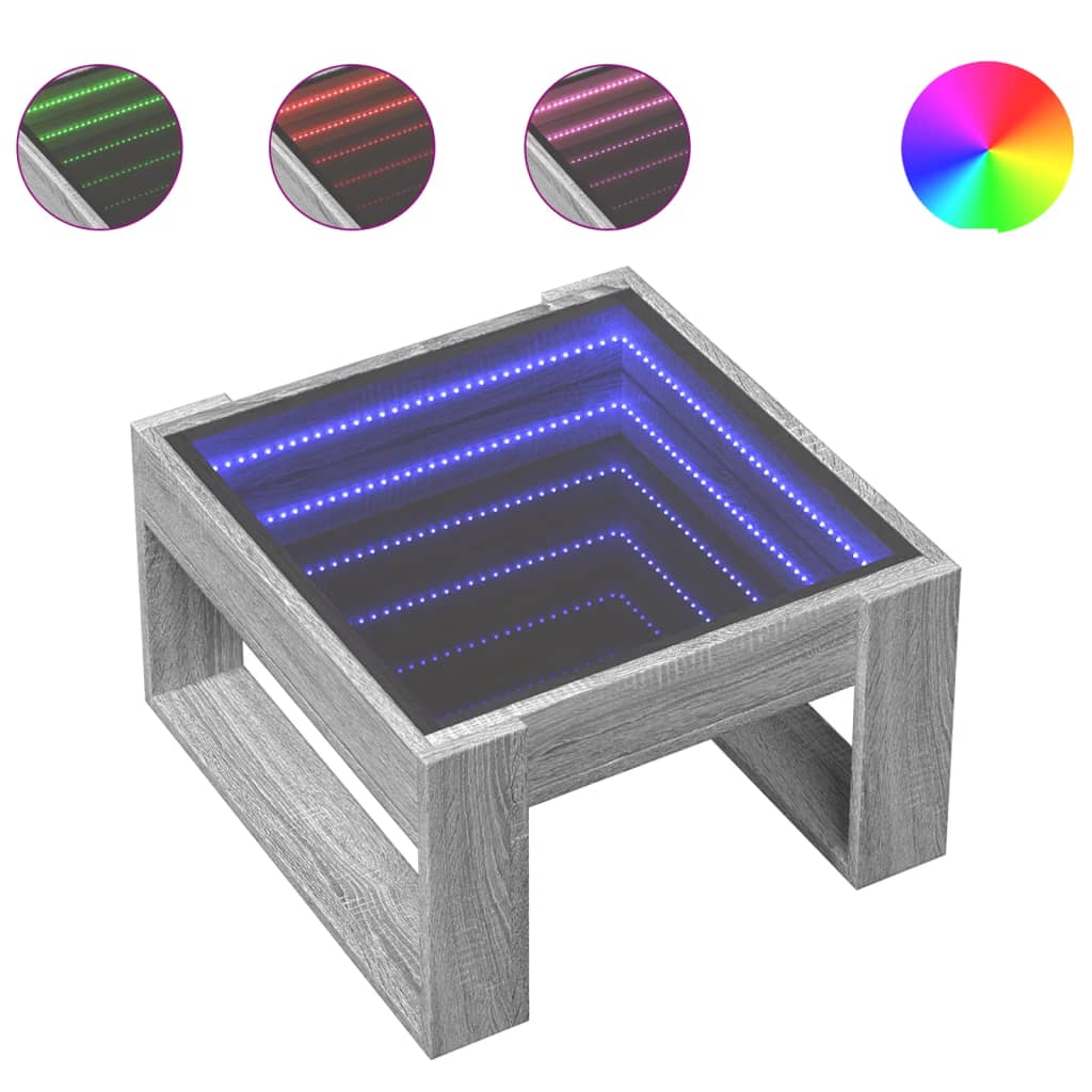 Table basse avec Infinity LED Gris Sonoma 50x53x30 cm