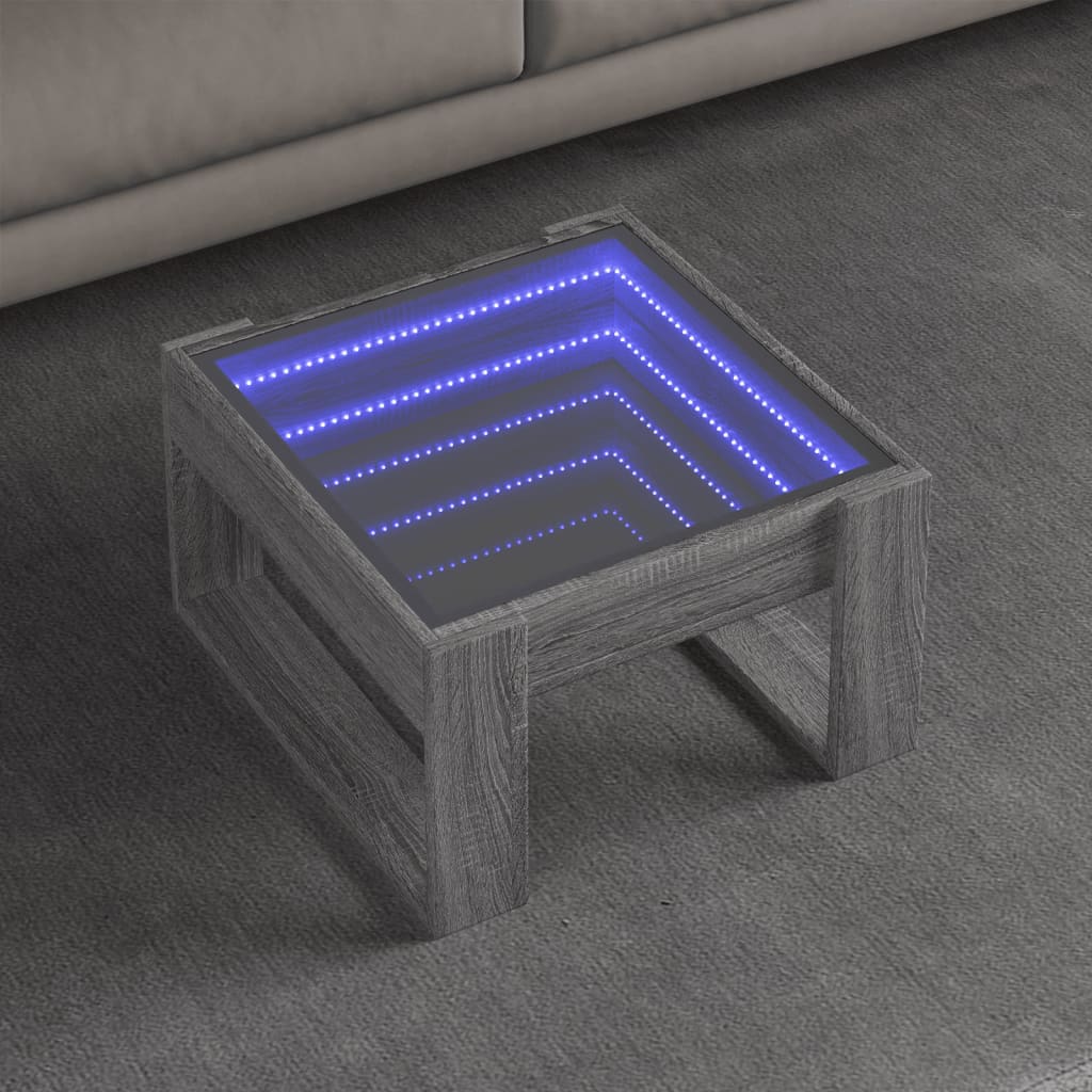 Table basse avec Infinity LED Gris Sonoma 50x53x30 cm