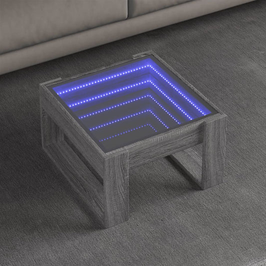 Table basse avec Infinity LED Gris Sonoma 50x53x30 cm