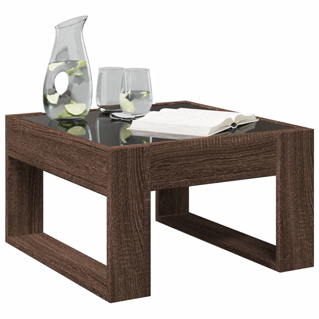 Table basse avec Infinity LED aspect chêne marron 50x53x30 cm