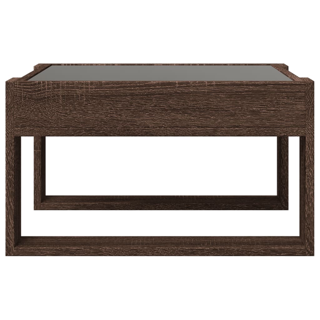 Table basse avec Infinity LED aspect chêne marron 50x53x30 cm