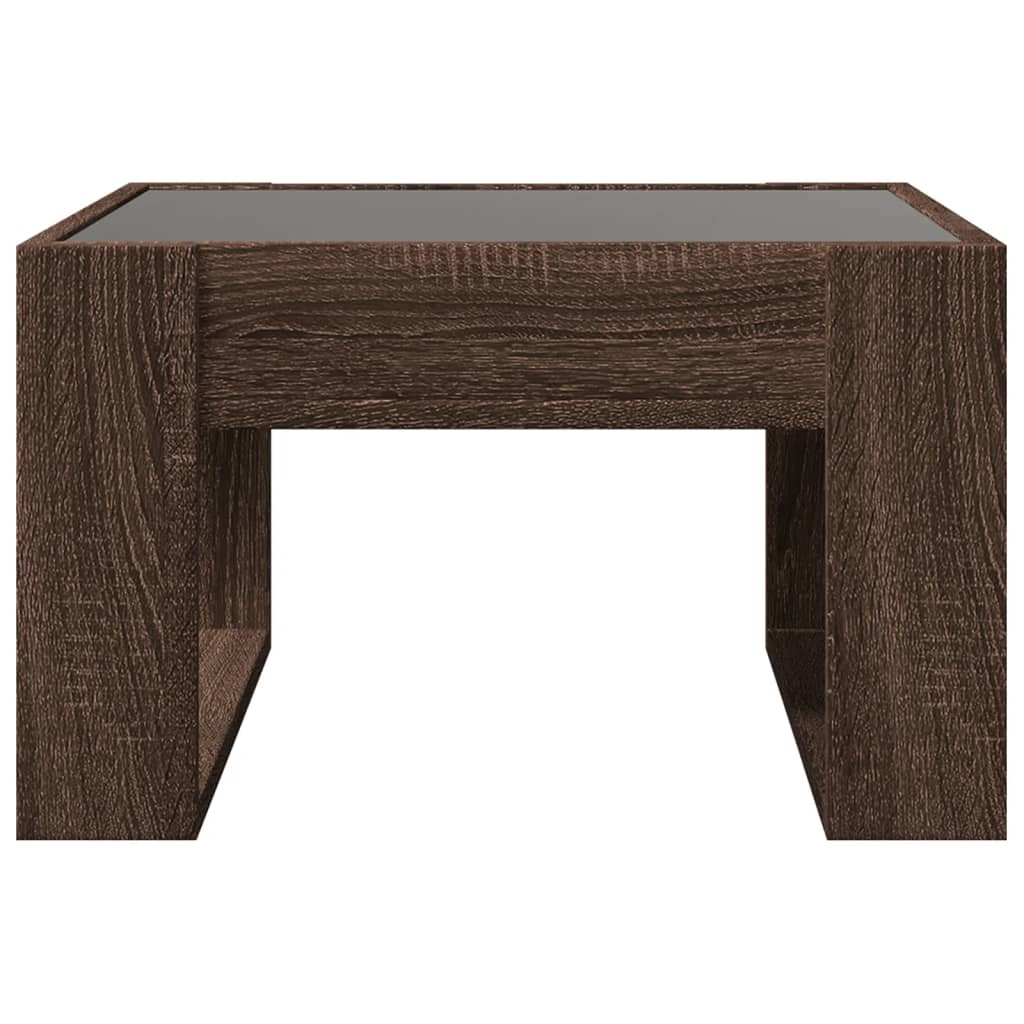 Table basse avec Infinity LED aspect chêne marron 50x53x30 cm