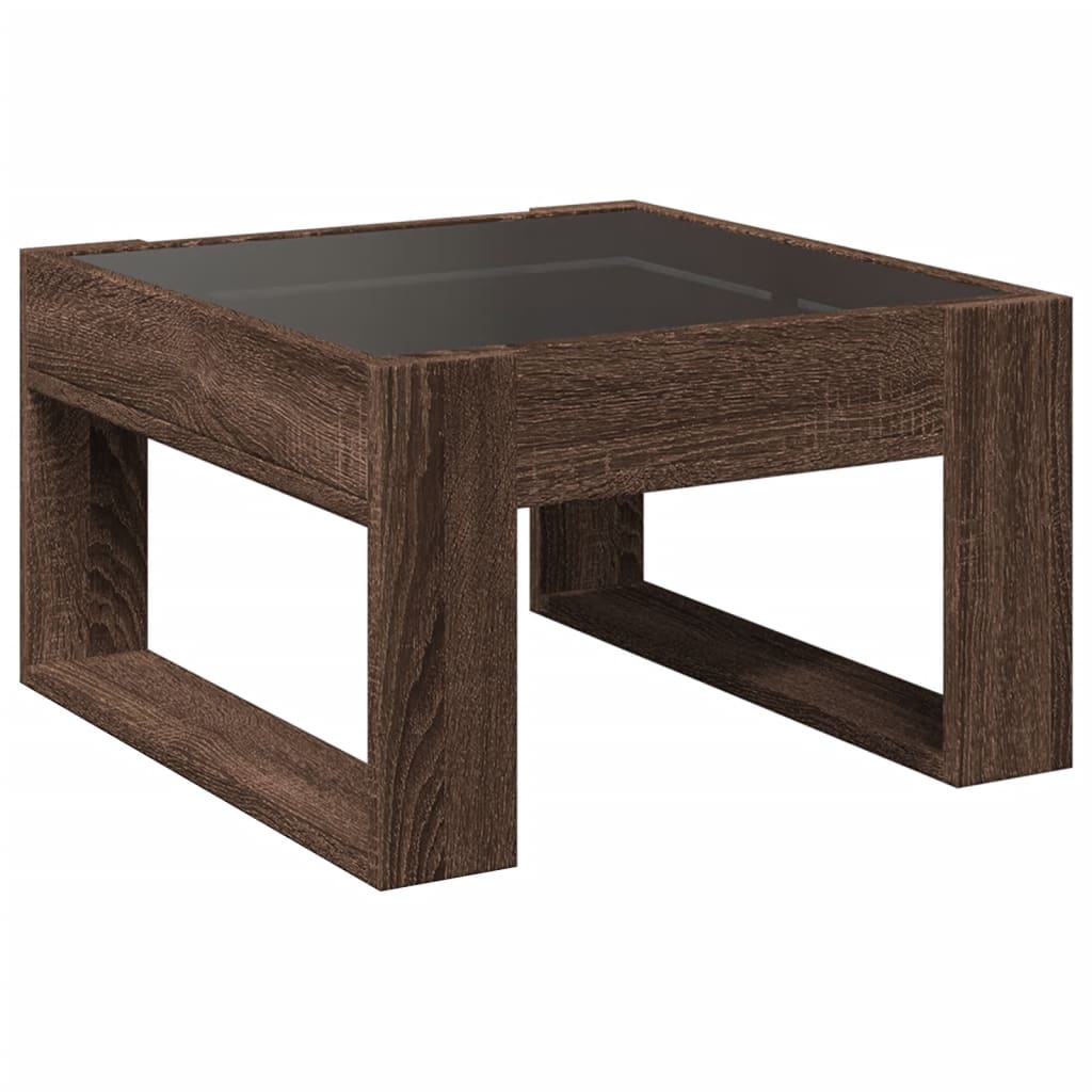 Table basse avec Infinity LED aspect chêne marron 50x53x30 cm