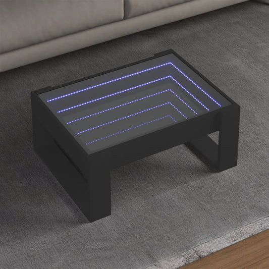 Table basse avec Infinity LED noir 70x53x30 cm