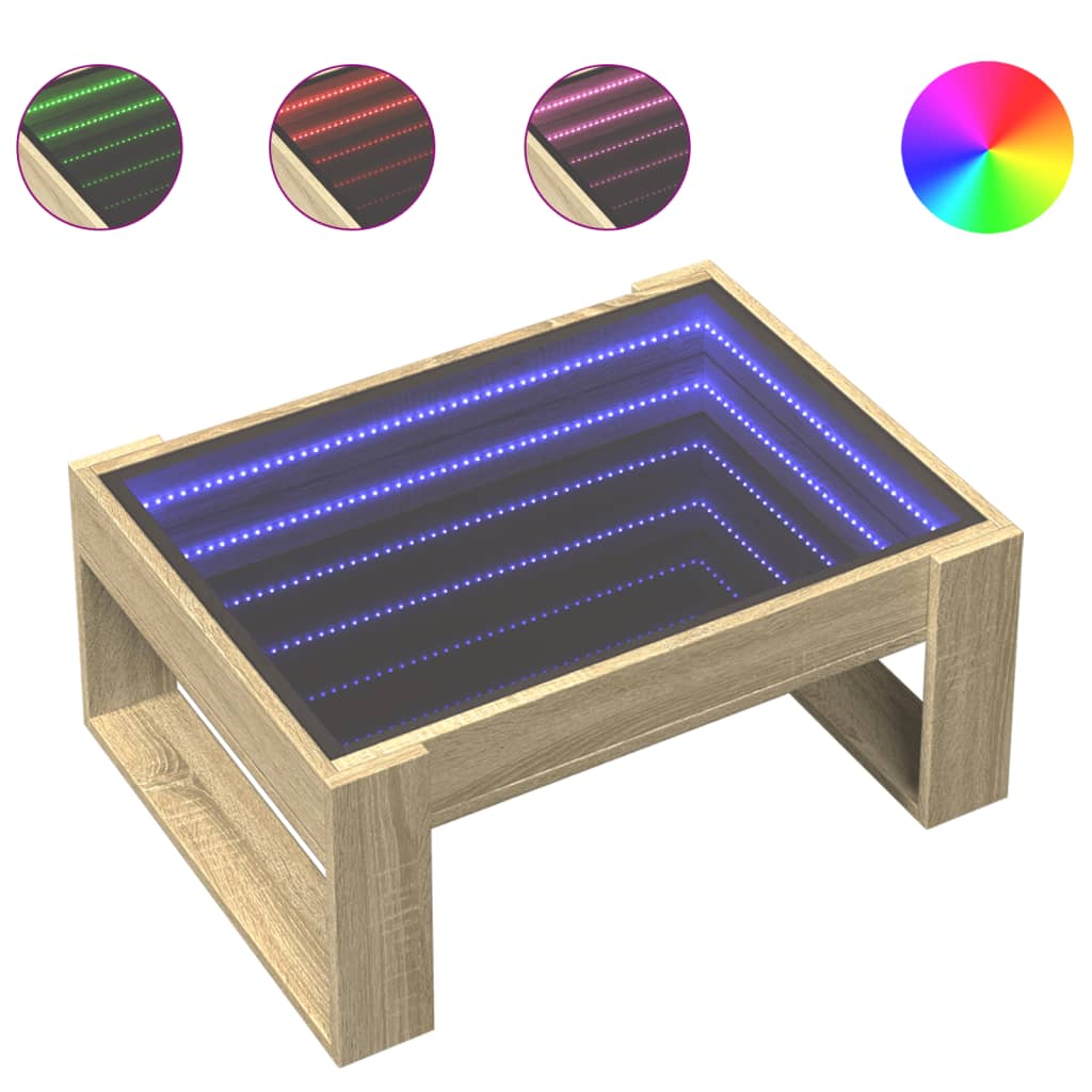 Table basse avec Infinity LED chêne Sonoma 70x53x30 cm