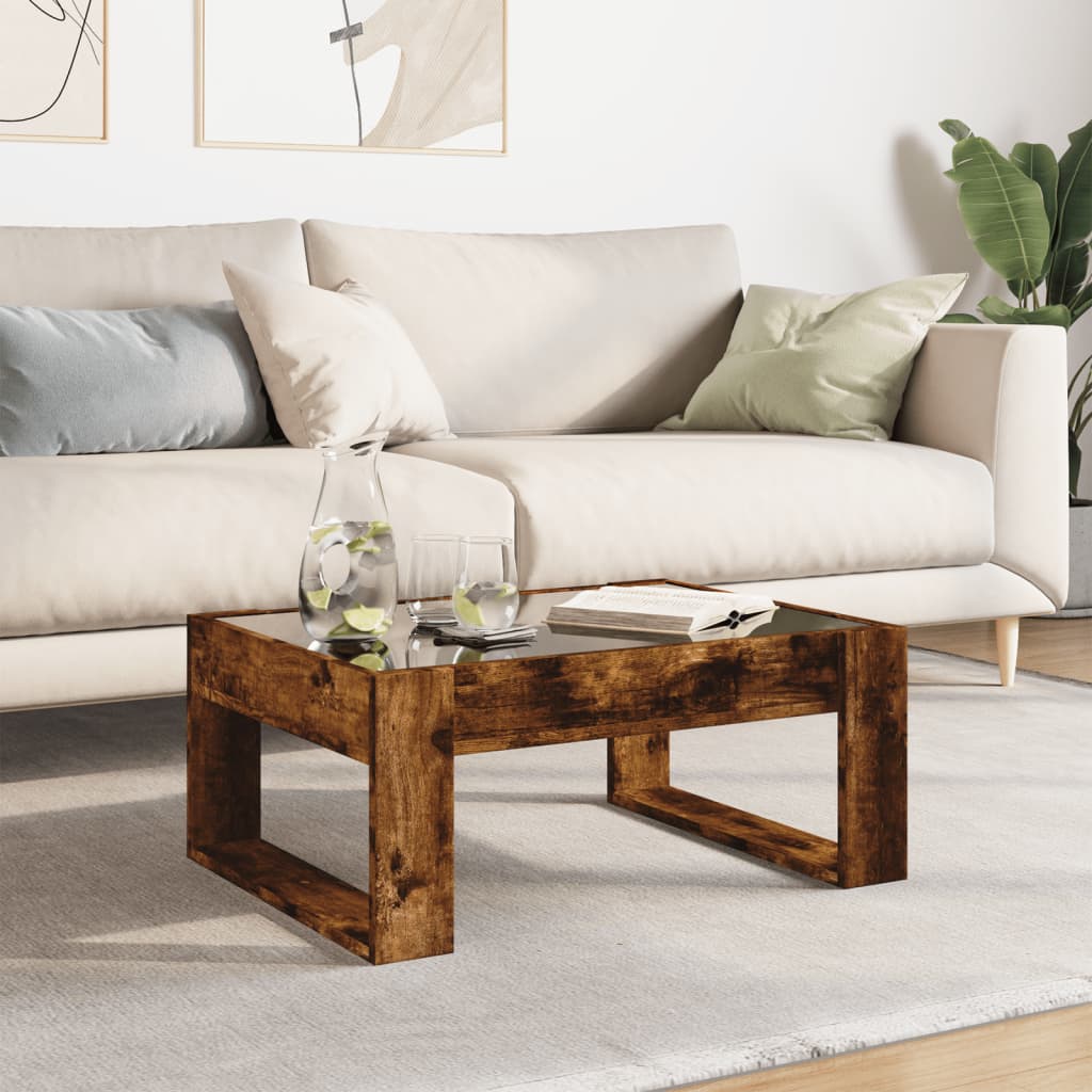Coffee table with Infinity LED smoked oak 70x53x30 cm