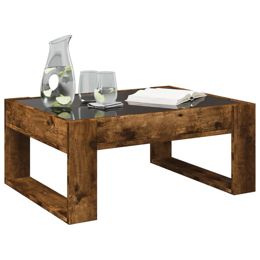 Coffee table with Infinity LED smoked oak 70x53x30 cm