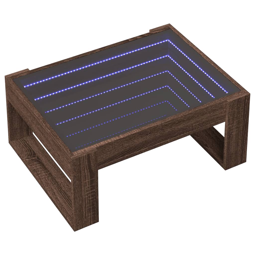 Coffee table with Infinity LED brown oak look 70x53x30 cm