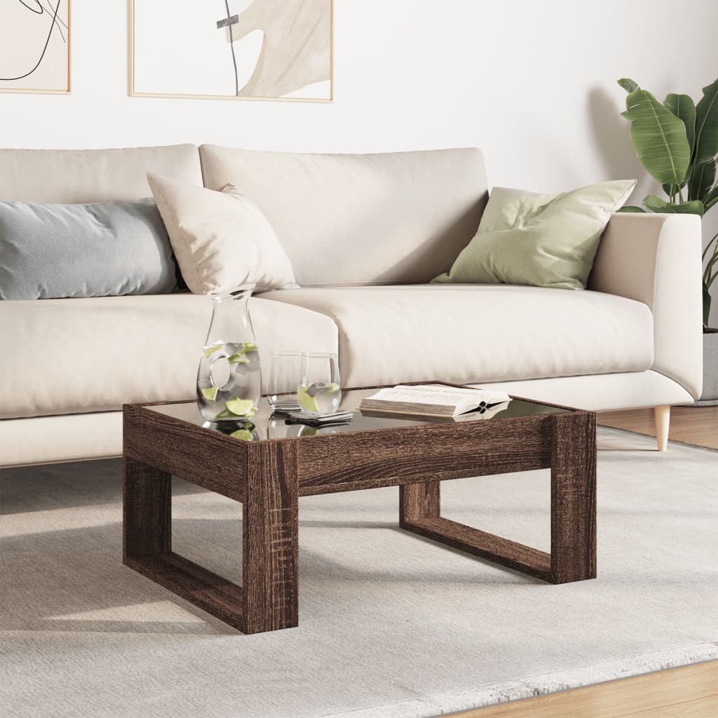 Coffee table with Infinity LED brown oak look 70x53x30 cm