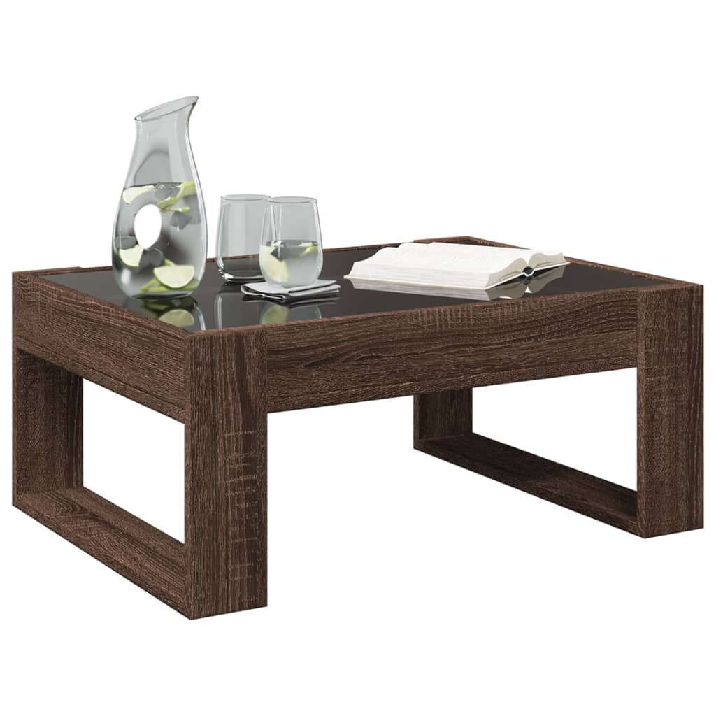 Coffee table with Infinity LED brown oak look 70x53x30 cm