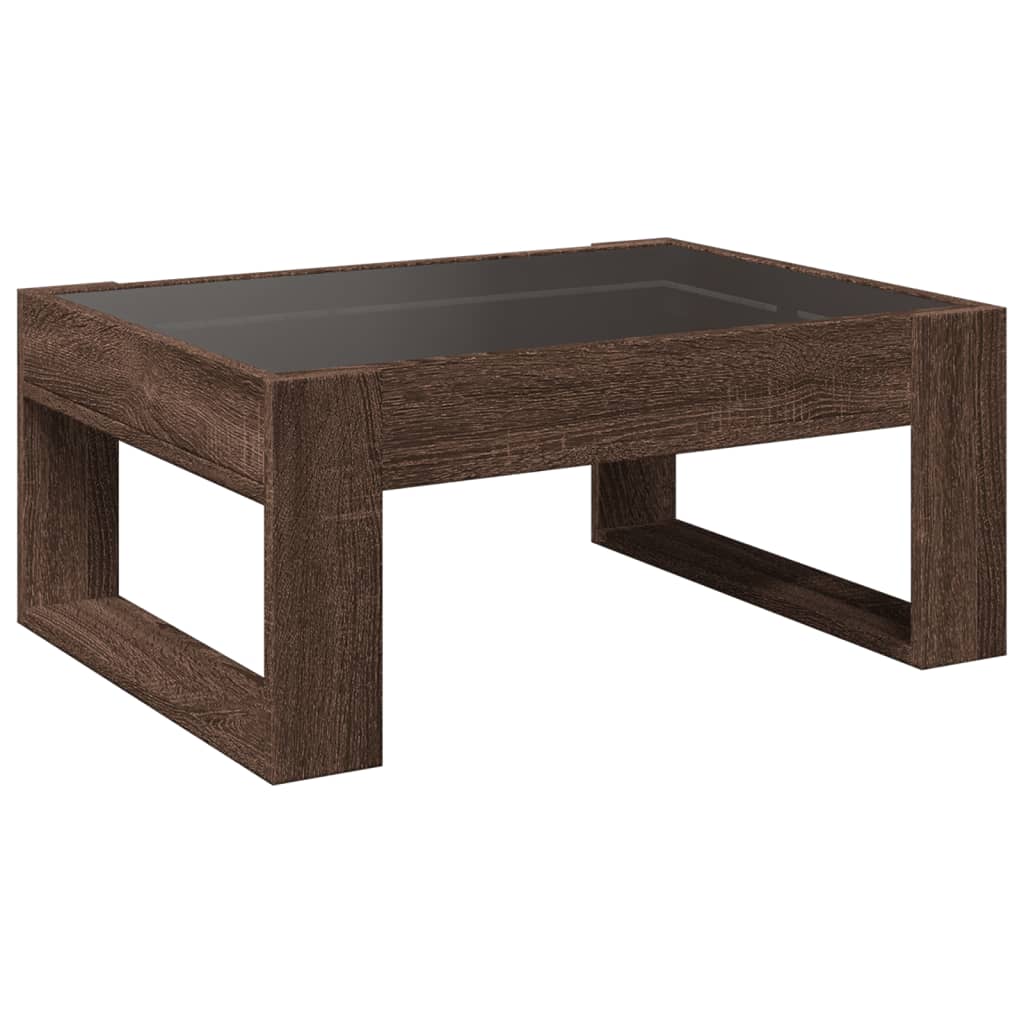 Coffee table with Infinity LED brown oak look 70x53x30 cm