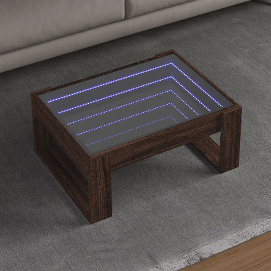 Coffee table with Infinity LED brown oak look 70x53x30 cm