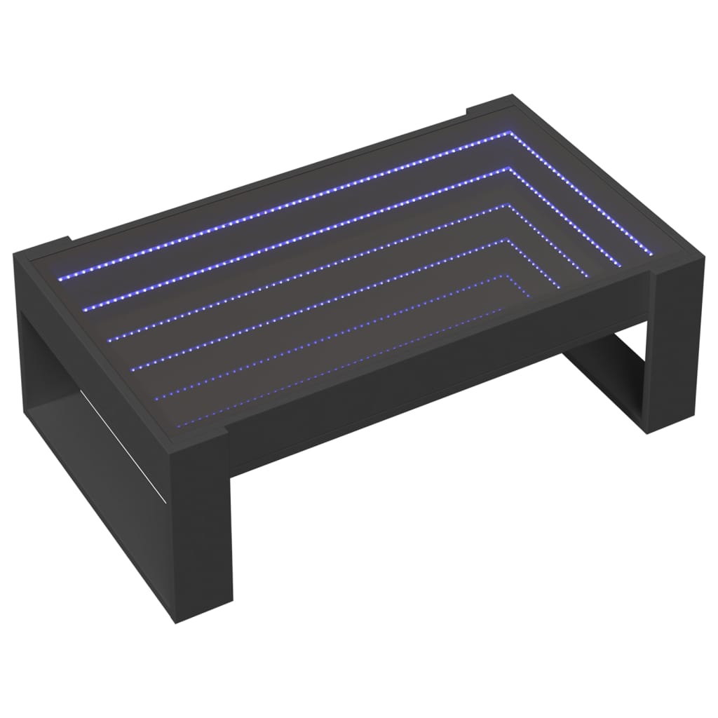 Table basse avec Infinity LED noir 90x53x30 cm