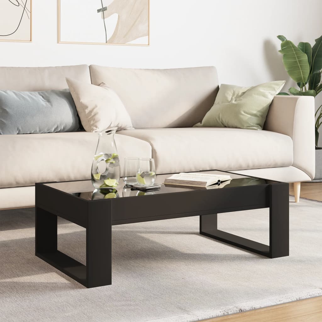 Table basse avec Infinity LED noir 90x53x30 cm